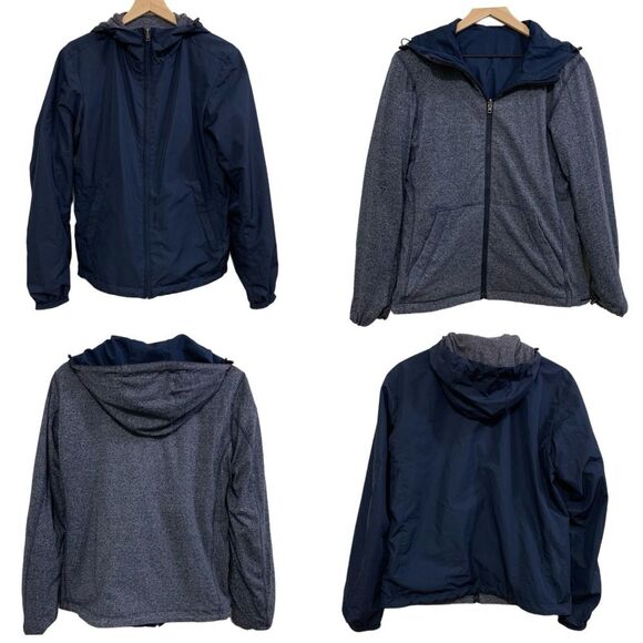JACKET REVERSIBLE UNISEX SMALL NAVY BLUE RAIN COAT / FLEECE JACKET NO TAGS. - Picture 1 of 16